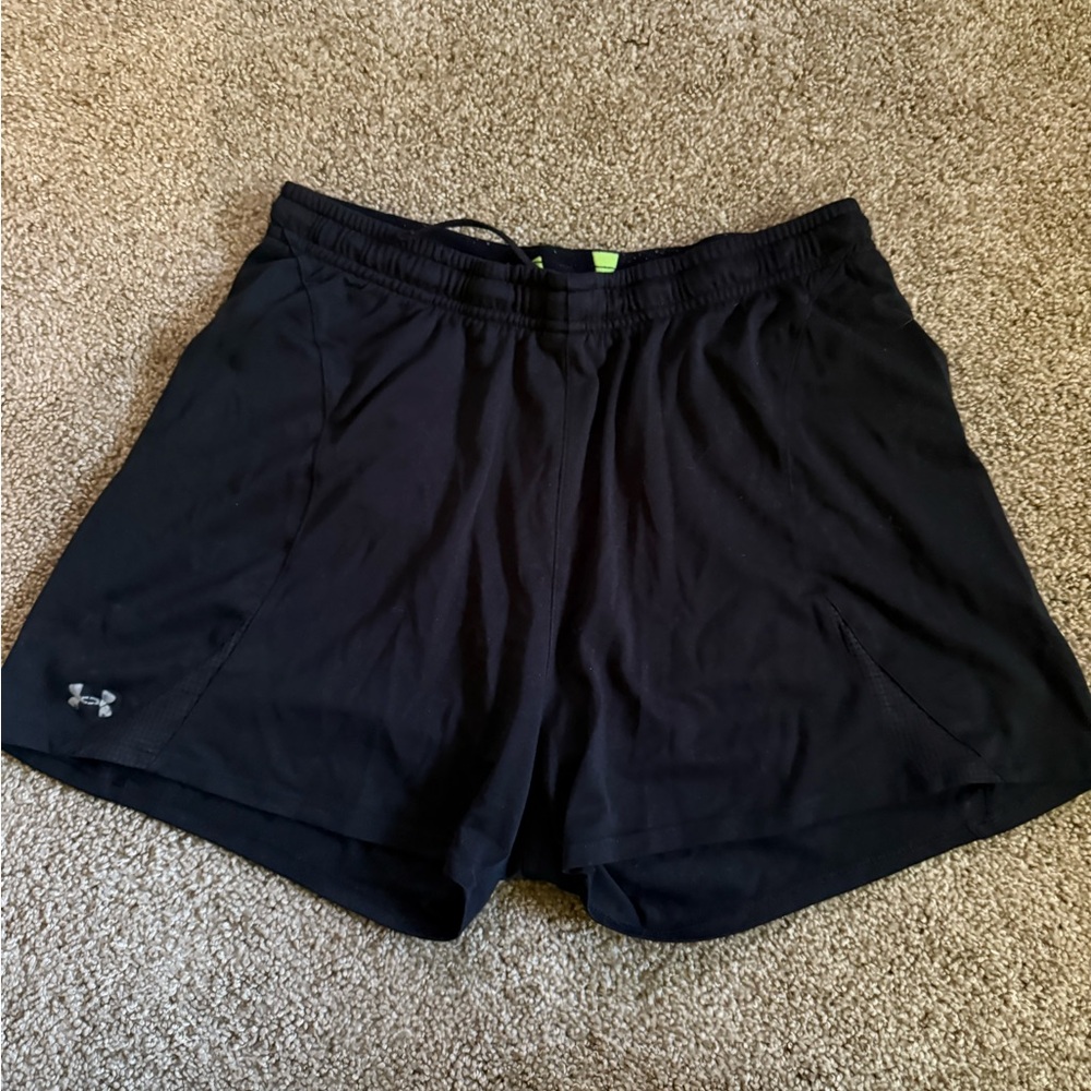 Under Armour Black Shorts with Neon Green Logo